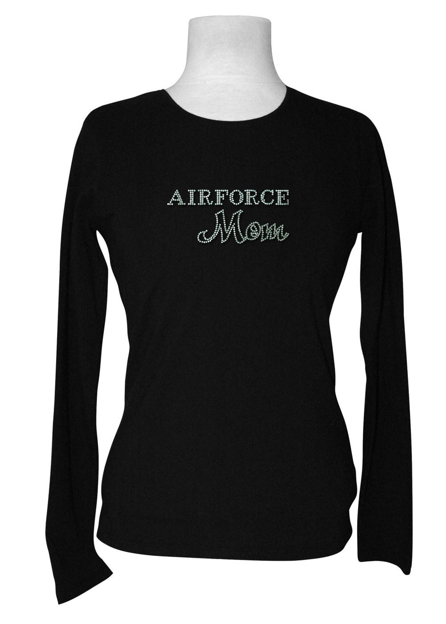 Air Force Mom Rhinestone Long Sleeve Tee