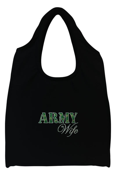 Army Wife Full-Size Rhinestone Logo Tote Bag