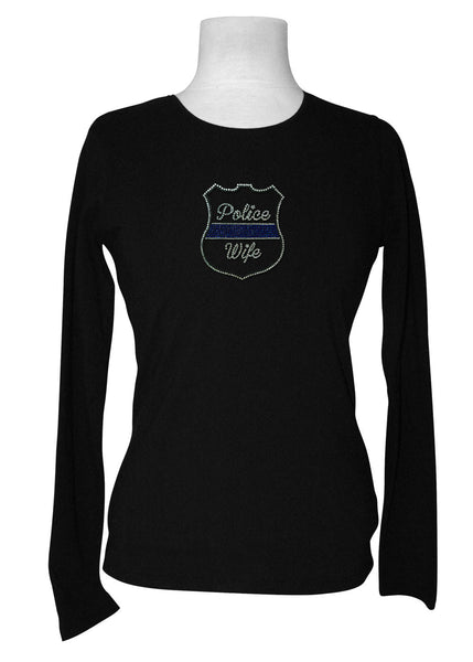 Rhinestone Police Wife Long Sleeve Tee